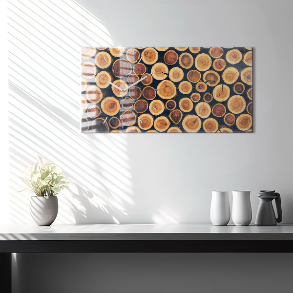 Ceas orizontale de perete din sticlă Lemn