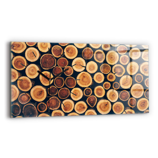 Ceas orizontale de perete din sticlă Lemn