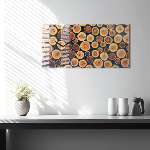 Ceas orizontale de perete din sticlă Lemn