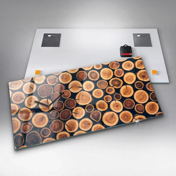 Ceas orizontale de perete din sticlă Lemn