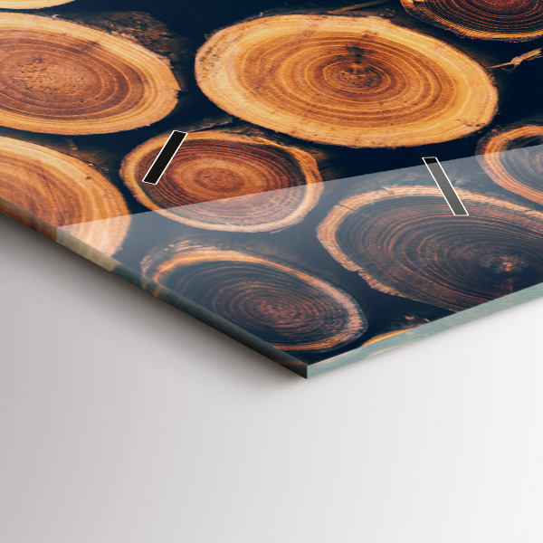 Ceas orizontale de perete din sticlă Lemn