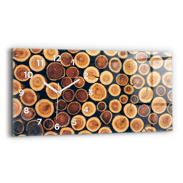 Ceas orizontale de perete din sticlă Lemn