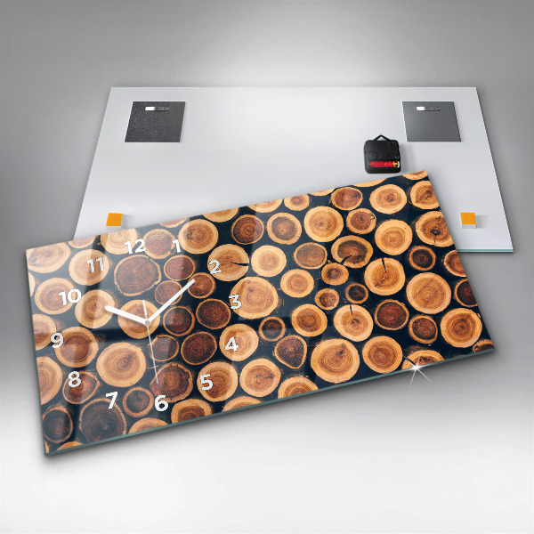 Ceas orizontale de perete din sticlă Lemn