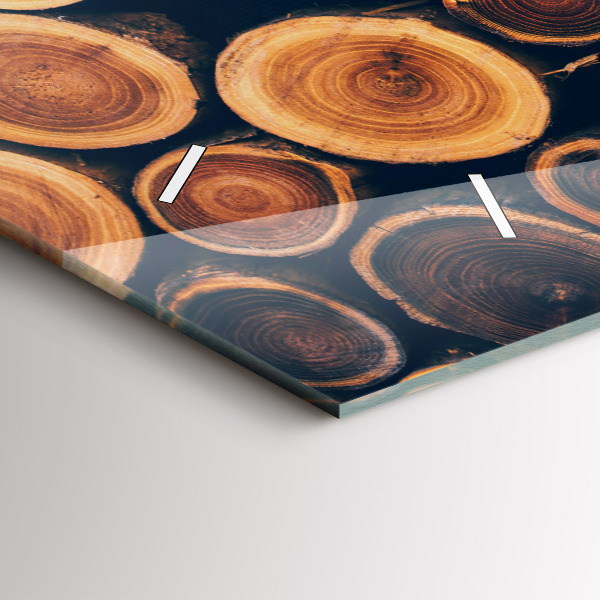 Ceas orizontale de perete din sticlă Lemn