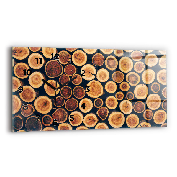 Ceas orizontale de perete din sticlă Lemn