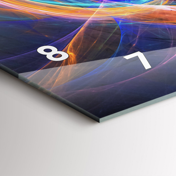 Ceas orizontale de perete din sticlă Fractal colorat