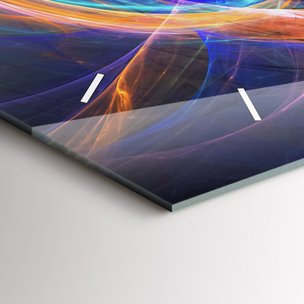 Ceas orizontale de perete din sticlă Fractal colorat