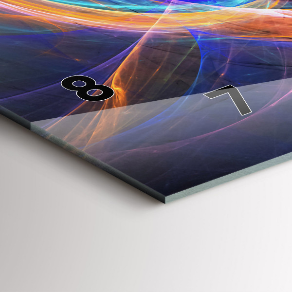 Ceas orizontale de perete din sticlă Fractal colorat