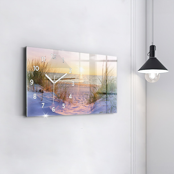 Ceas orizontale de perete din sticlă Marea însorită poloneză