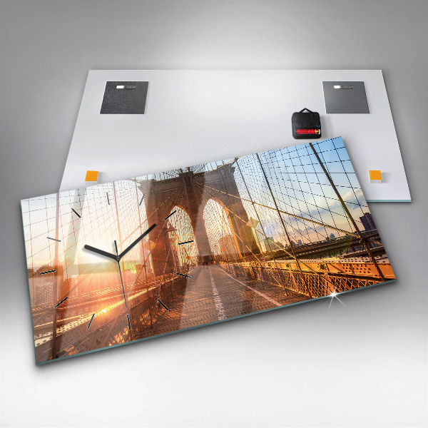 Ceas orizontale de perete din sticlă Podul Brooklyn NYC