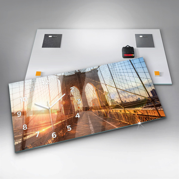 Ceas orizontale de perete din sticlă Podul Brooklyn NYC