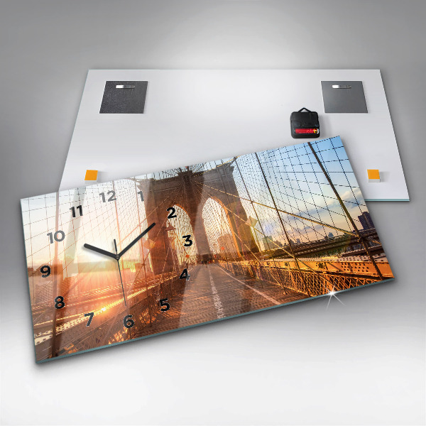 Ceas orizontale de perete din sticlă Podul Brooklyn NYC