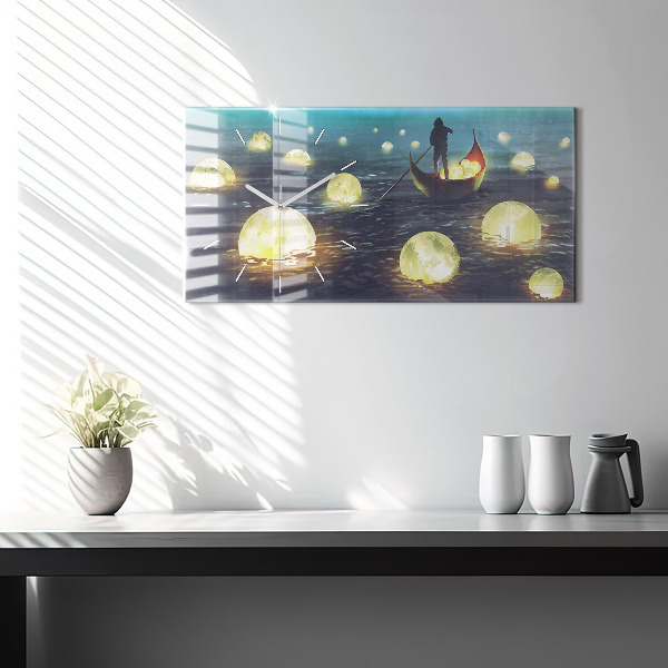 Ceas orizontale de perete din sticlă Abstracția