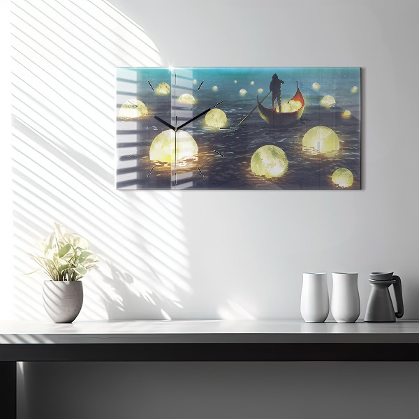 Ceas orizontale de perete din sticlă Abstracția