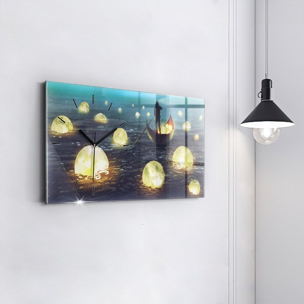 Ceas orizontale de perete din sticlă Abstracția