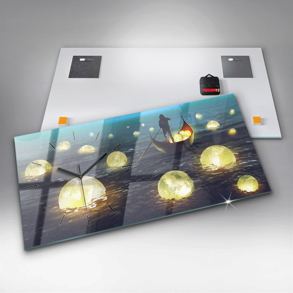 Ceas orizontale de perete din sticlă Abstracția