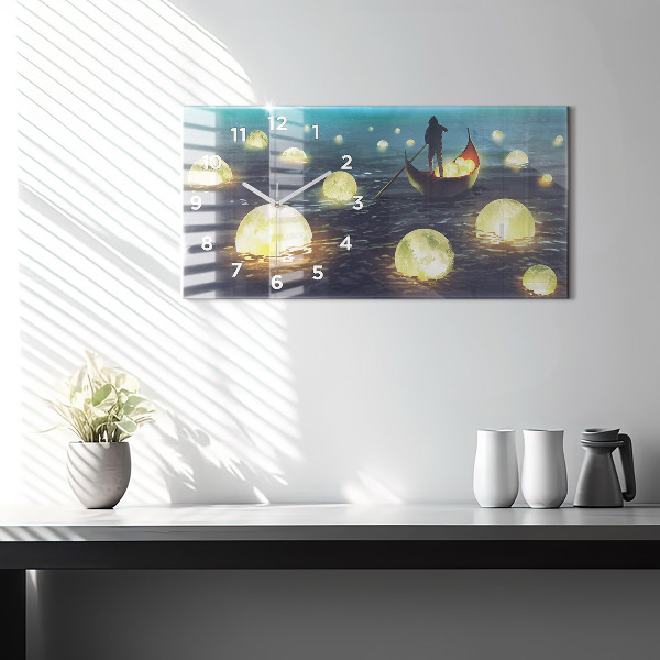 Ceas orizontale de perete din sticlă Abstracția