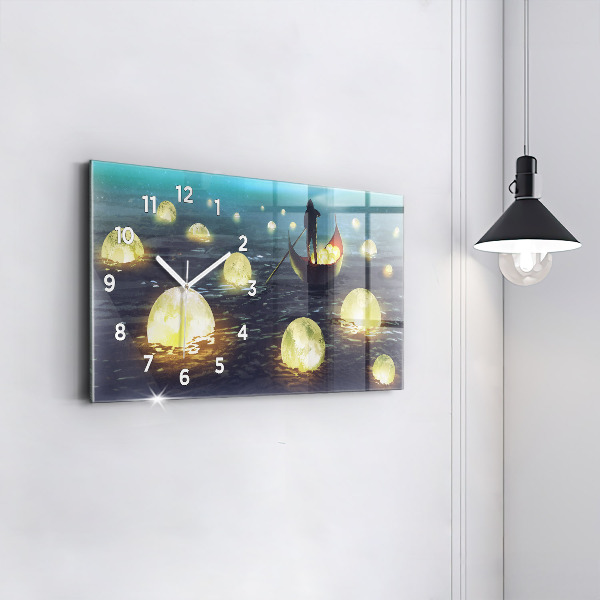 Ceas orizontale de perete din sticlă Abstracția
