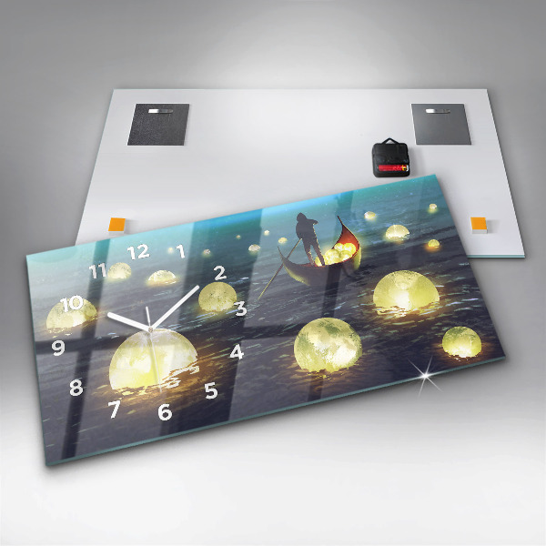 Ceas orizontale de perete din sticlă Abstracția