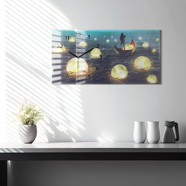 Ceas orizontale de perete din sticlă Abstracția
