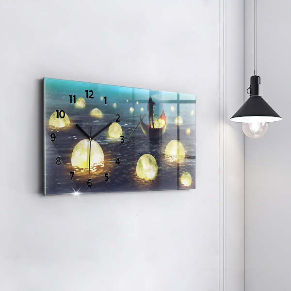 Ceas orizontale de perete din sticlă Abstracția