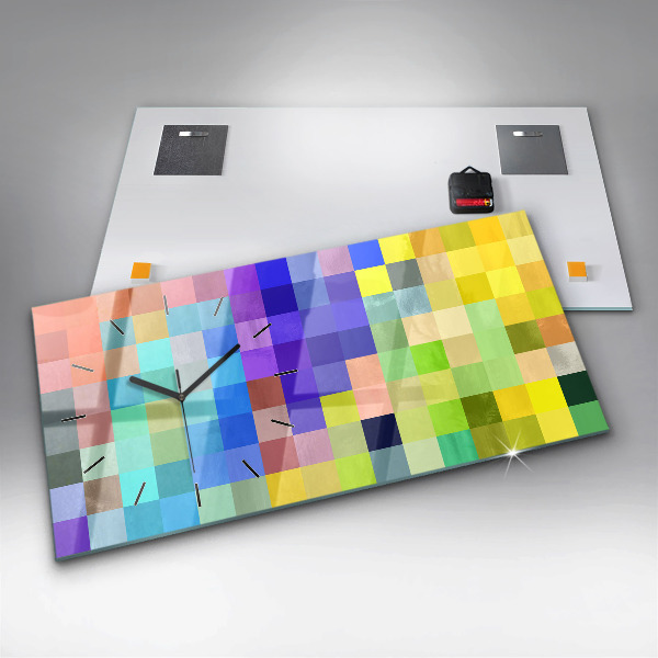 Ceas orizontale de perete din sticlă Compoziție pătrată