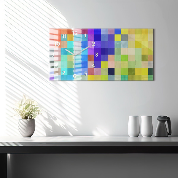 Ceas orizontale de perete din sticlă Compoziție pătrată