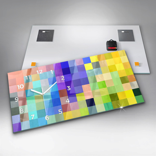 Ceas orizontale de perete din sticlă Compoziție pătrată