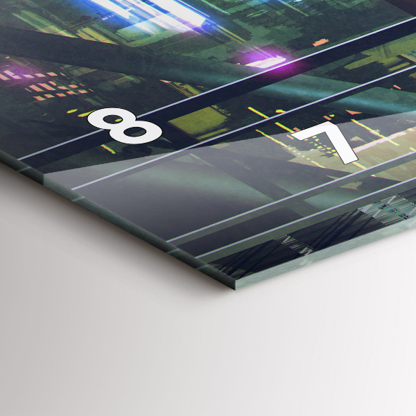 Ceas orizontale de perete din sticlă Cyber Punk