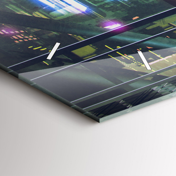 Ceas orizontale de perete din sticlă Cyber Punk