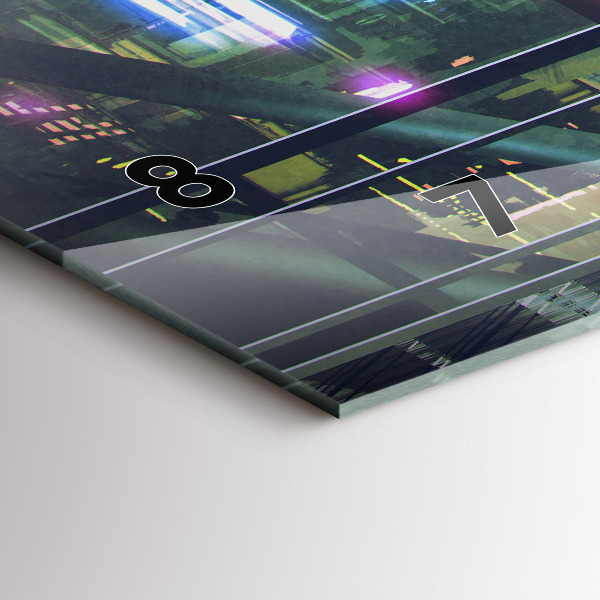 Ceas orizontale de perete din sticlă Cyber Punk