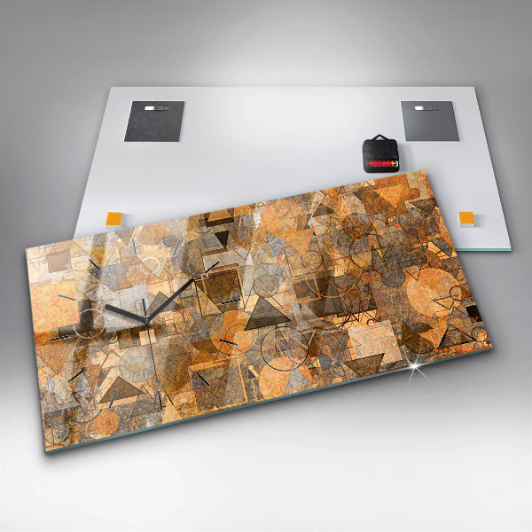 Ceas orizontale de perete din sticlă Forme geometrice