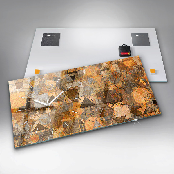 Ceas orizontale de perete din sticlă Forme geometrice