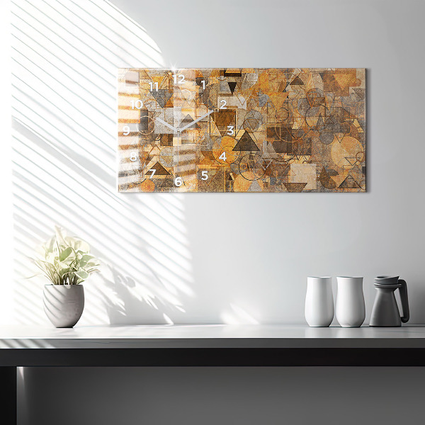 Ceas orizontale de perete din sticlă Forme geometrice