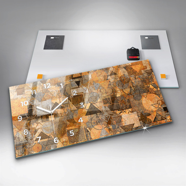 Ceas orizontale de perete din sticlă Forme geometrice