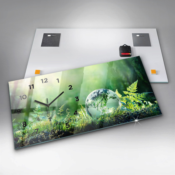 Ceas orizontale de perete din sticlă Glob