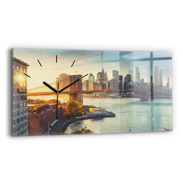 Ceas orizontale de perete din sticlă New York Manhattan