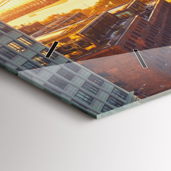 Ceas orizontale de perete din sticlă New York Manhattan