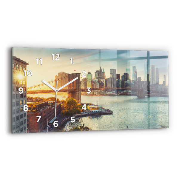 Ceas orizontale de perete din sticlă New York Manhattan