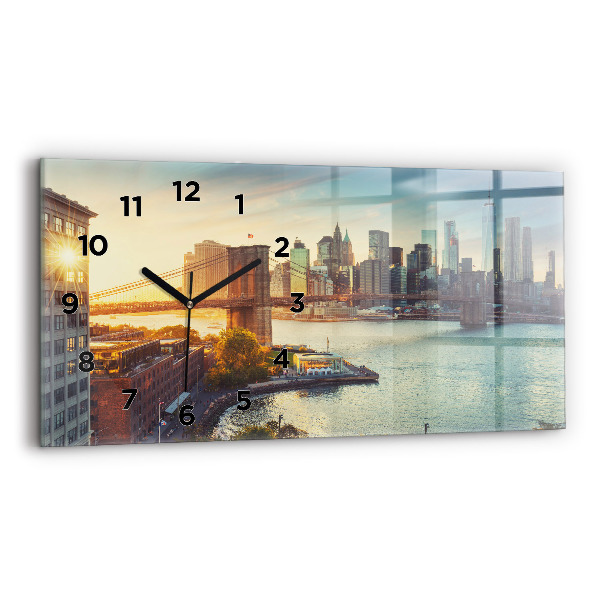 Ceas orizontale de perete din sticlă New York Manhattan
