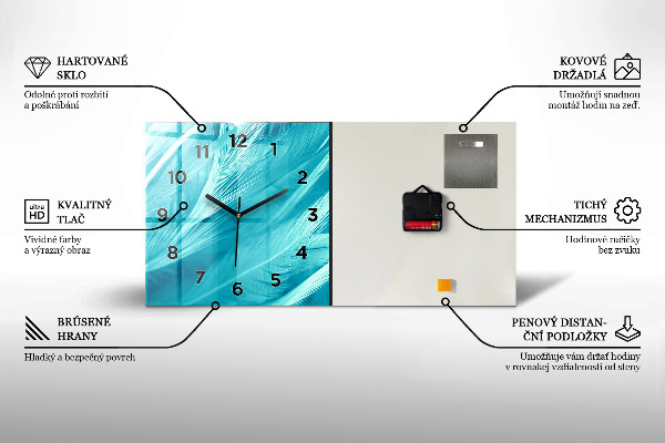 Ceas orizontale de perete din sticlă Textura fractală