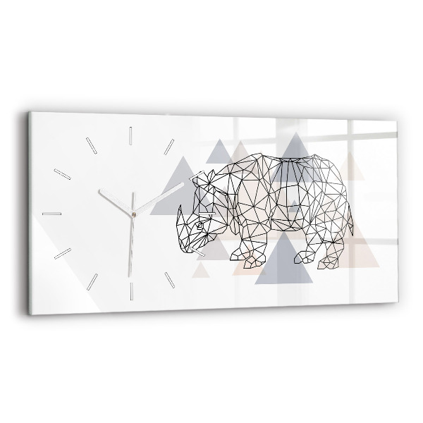 Ceas orizontale de perete din sticlă Model geometric