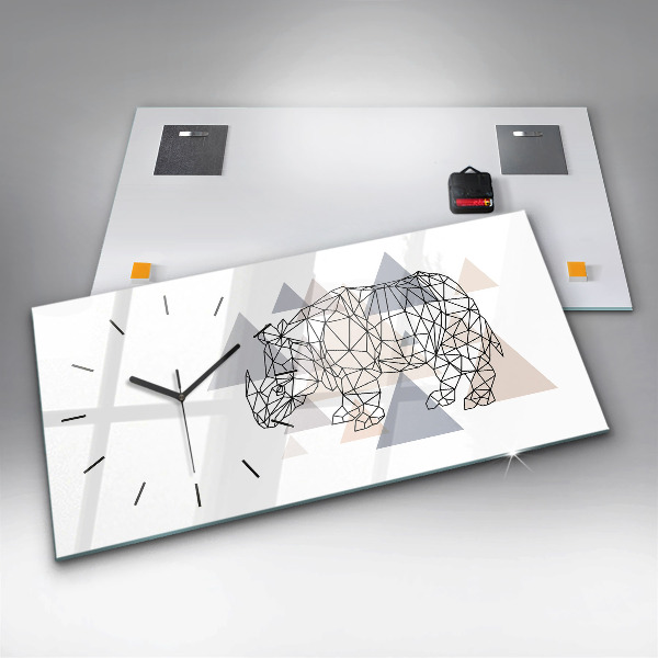 Ceas orizontale de perete din sticlă Model geometric