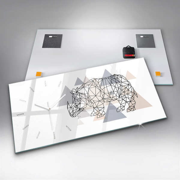 Ceas orizontale de perete din sticlă Model geometric