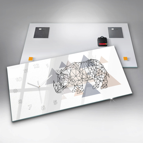 Ceas orizontale de perete din sticlă Model geometric