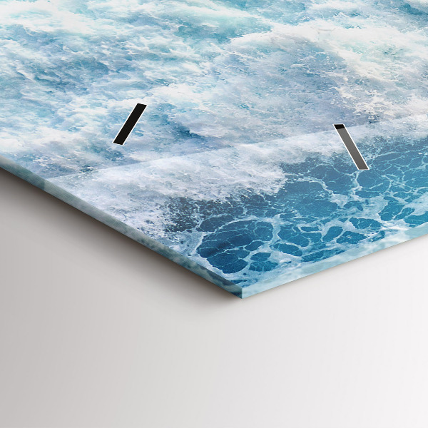 Ceas orizontale de perete din sticlă Valurile oceanului