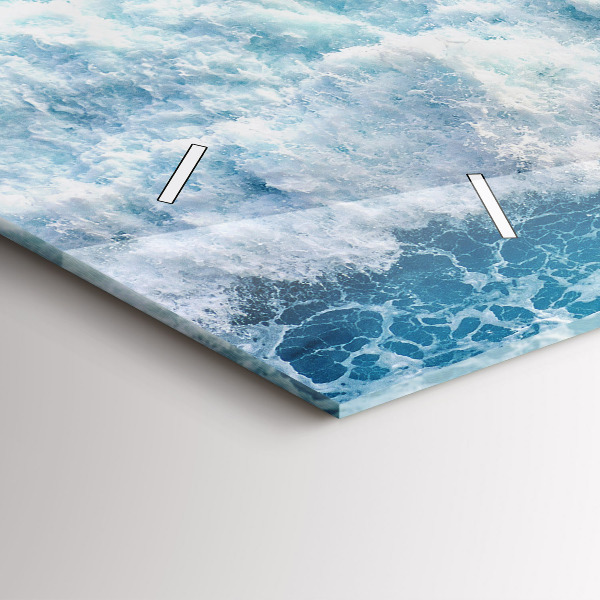 Ceas orizontale de perete din sticlă Valurile oceanului