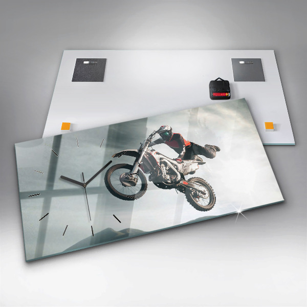 Ceas orizontale de perete din sticlă Stilul motor Adrenalina