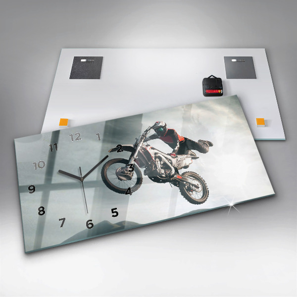 Ceas orizontale de perete din sticlă Stilul motor Adrenalina