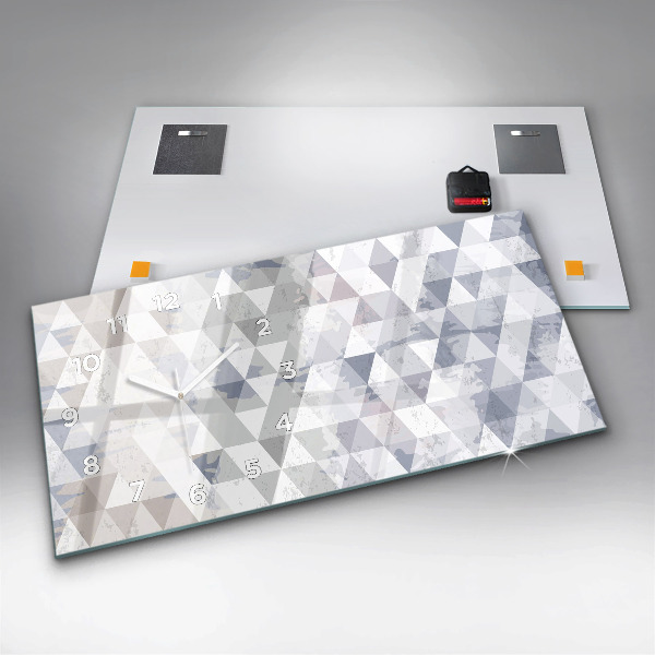Ceas orizontale de perete din sticlă Model geometric